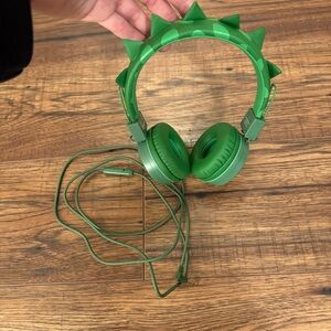 Toddler Kids Adjustable Padded Dinosaur Foldable Headphones Green